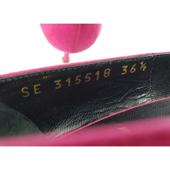 Yves Saint Laurent Tribtoo Platform Pumps Pink Suede Patent Cap Toe 36.5 US 6.5 - Picture 9 of 12